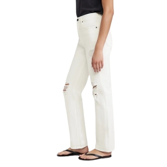 NWT SLVRLAKE London White Destructed High Rise Straight Leg Jeans $285 size 25 - Picture 14 of 16